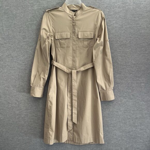 Brooks Brothers Trench Style Dress Size 4 Preppy Old Money Belted Shirtdress - Picture 1 of 13